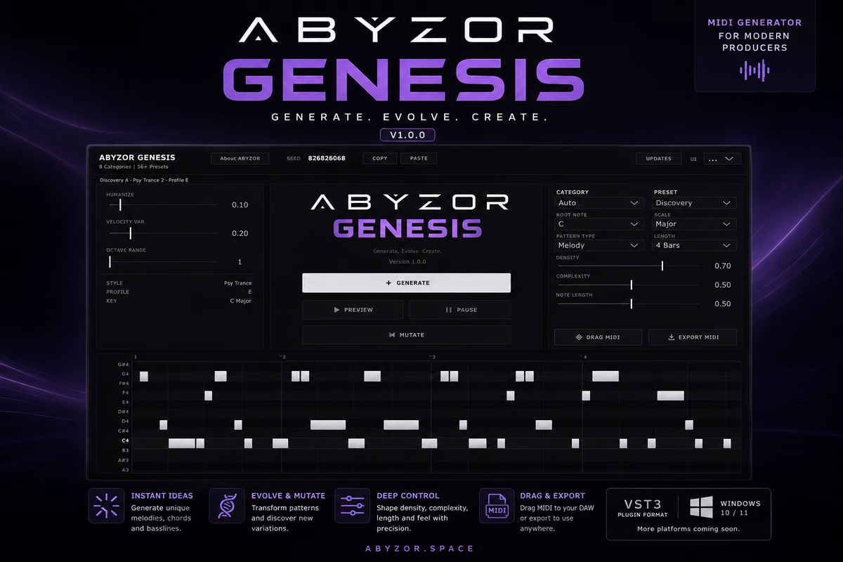 ABYZOR Genesis MIDI AI Module Offers Free Local Generation